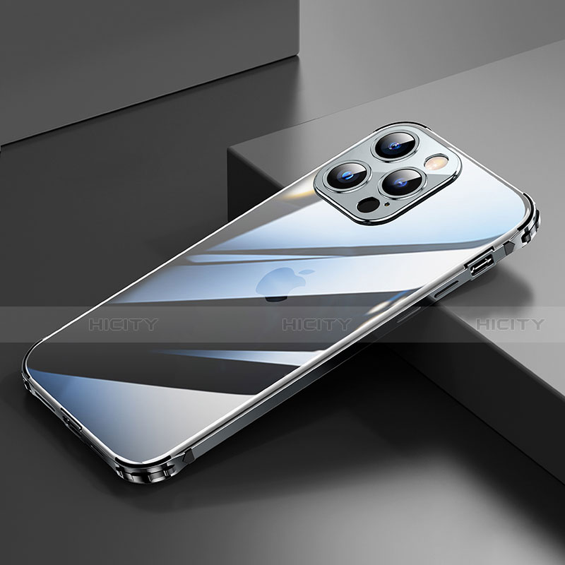 Coque Bumper Luxe Aluminum Metal Etui A06 pour Apple iPhone 13 Pro Noir Plus