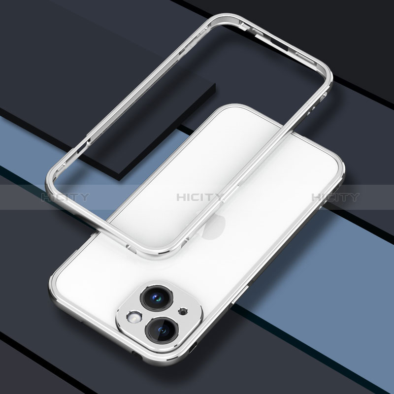 Coque Bumper Luxe Aluminum Metal Etui JZ1 pour Apple iPhone 13 Argent Plus