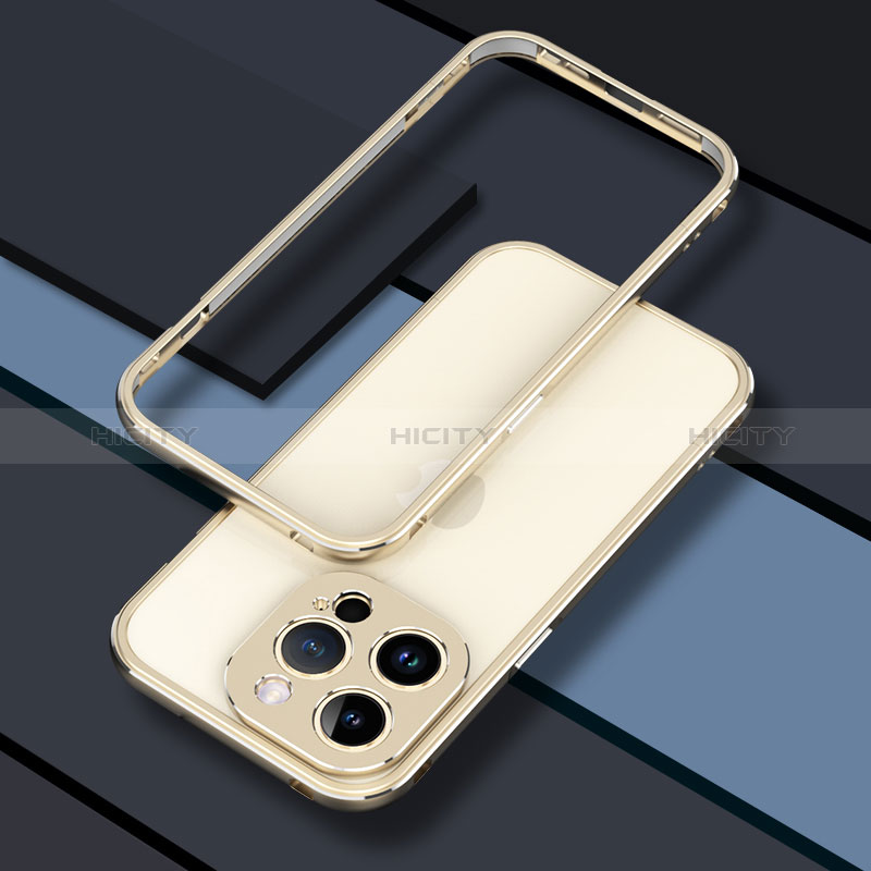 Coque Bumper Luxe Aluminum Metal Etui JZ1 pour Apple iPhone 14 Pro Max Or Plus