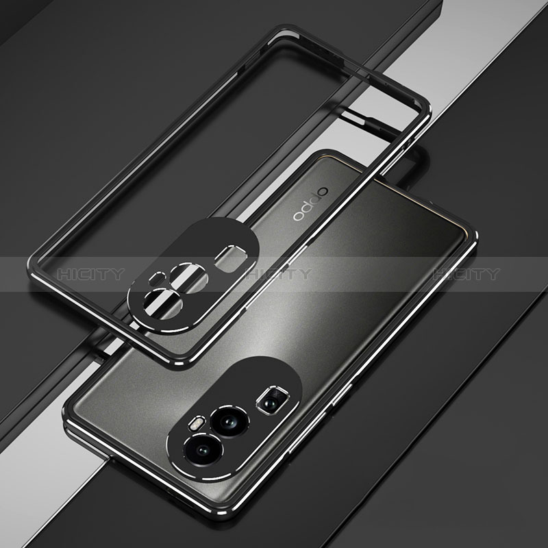 Coque Bumper Luxe Aluminum Metal Etui JZ1 pour Oppo Reno10 Pro+ Plus 5G Argent et Noir Plus