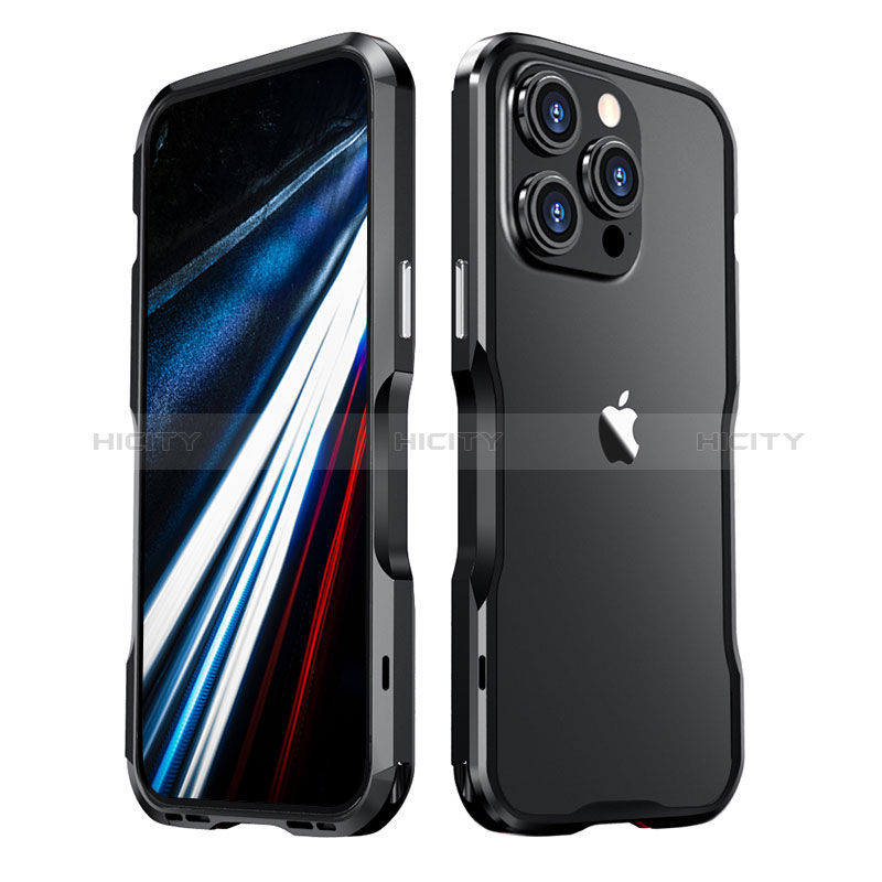 Coque Bumper Luxe Aluminum Metal Etui LF3 pour Apple iPhone 13 Pro Noir Plus