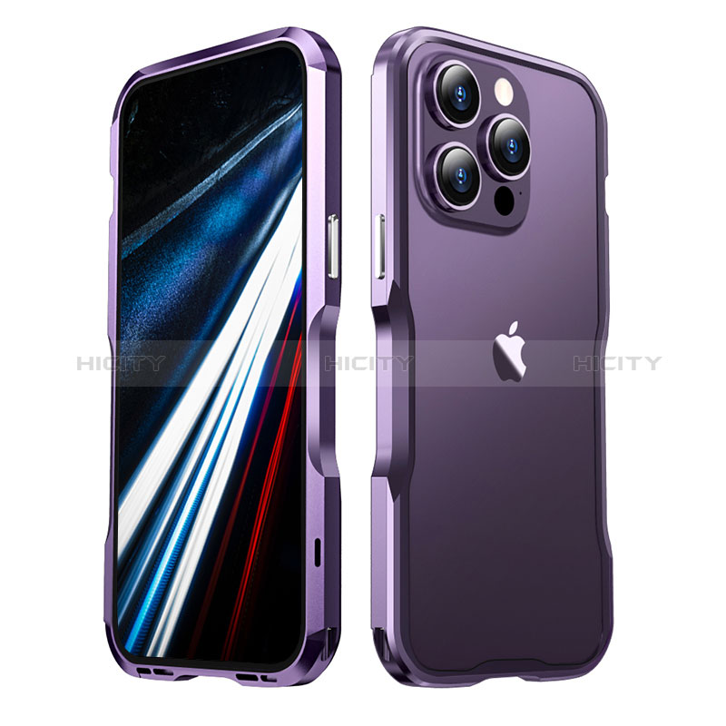 Coque Bumper Luxe Aluminum Metal Etui LF3 pour Apple iPhone 13 Pro Violet Plus