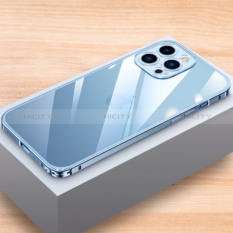Coque Bumper Luxe Aluminum Metal Etui LK1 pour Apple iPhone 13 Pro Bleu Plus