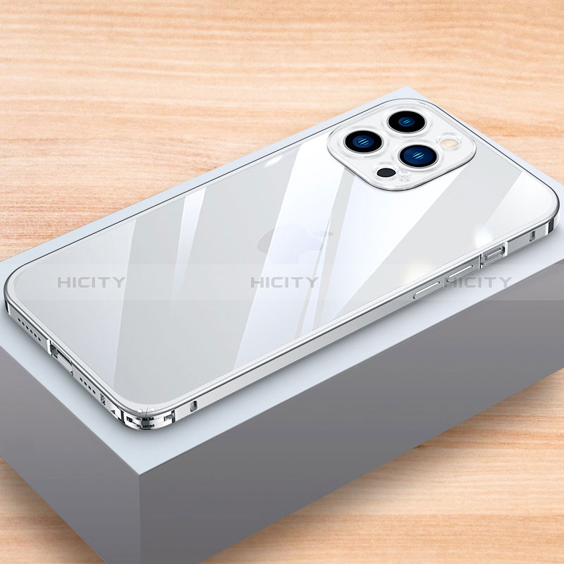 Coque Bumper Luxe Aluminum Metal Etui LK1 pour Apple iPhone 13 Pro Max Argent Plus