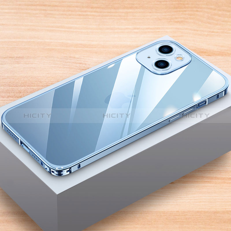 Coque Bumper Luxe Aluminum Metal Etui LK1 pour Apple iPhone 14 Bleu Plus