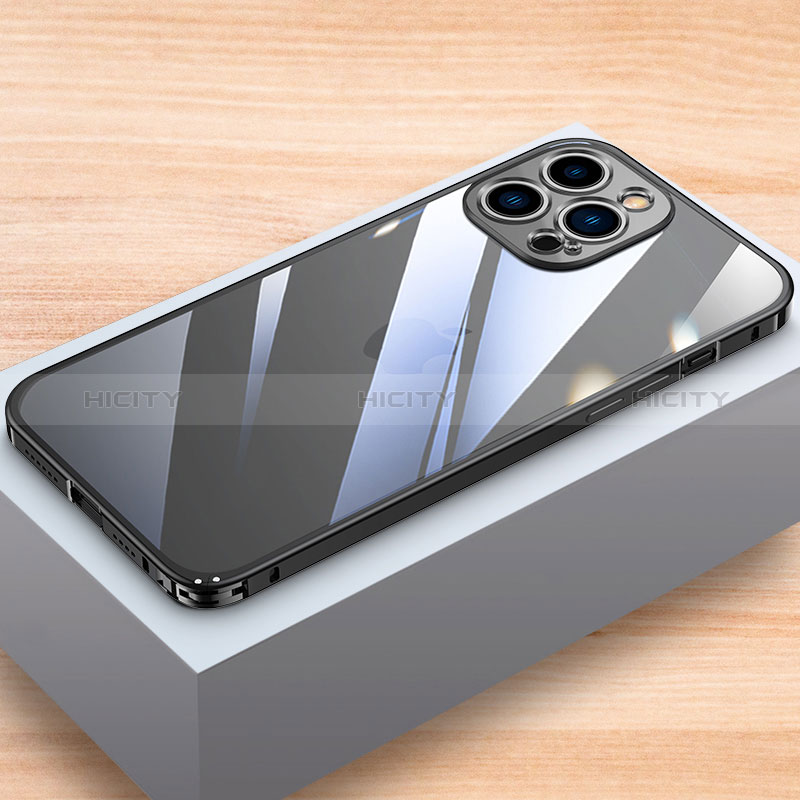 Coque Bumper Luxe Aluminum Metal Etui LK1 pour Apple iPhone 14 Pro Noir Plus