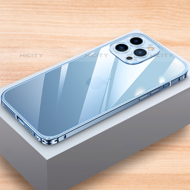 Coque Bumper Luxe Aluminum Metal Etui LK1 pour Apple iPhone 15 Pro Max Bleu Plus