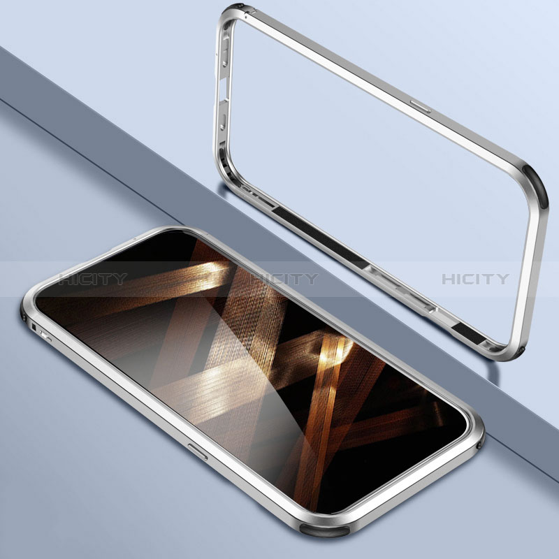 Coque Bumper Luxe Aluminum Metal Etui LO1 pour Apple iPhone 14 Pro Argent Plus