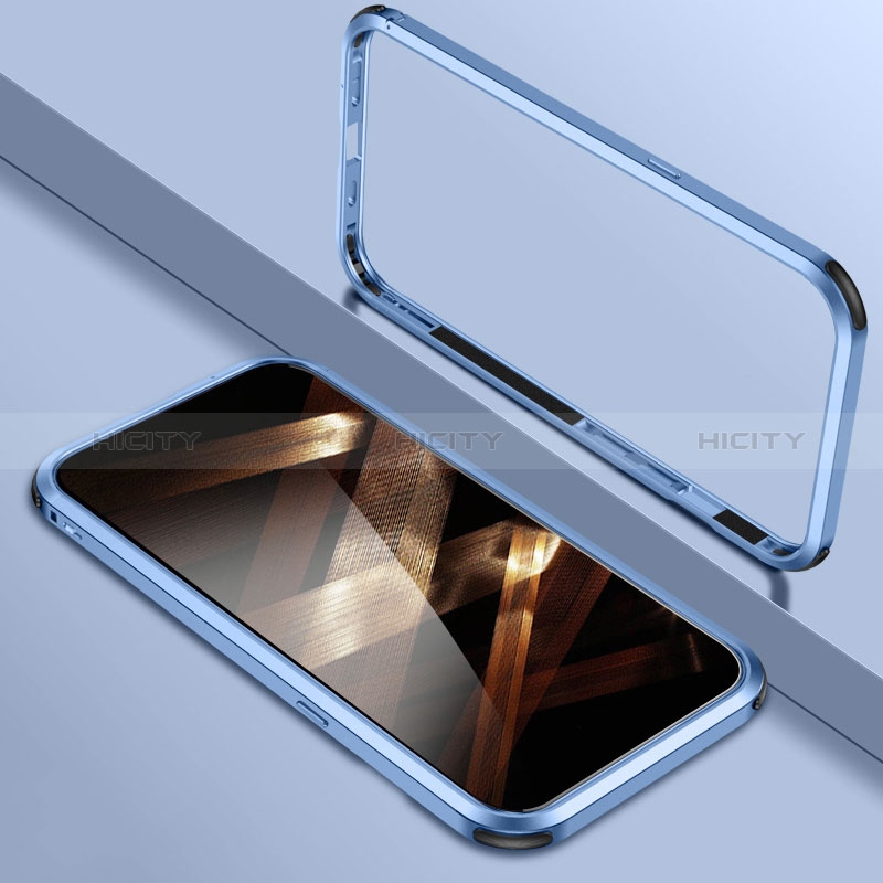 Coque Bumper Luxe Aluminum Metal Etui LO1 pour Apple iPhone 14 Pro Bleu Plus