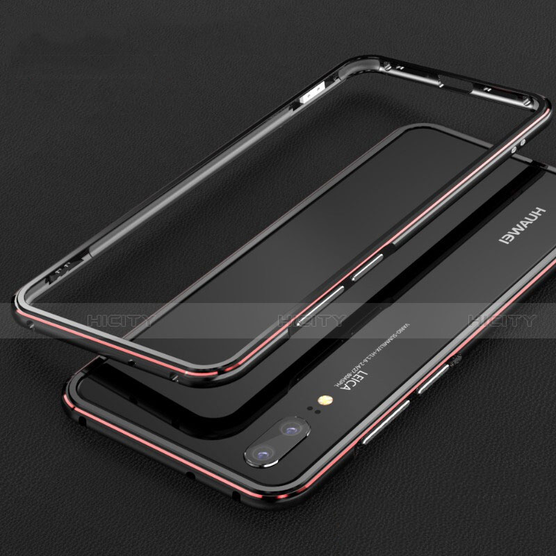 Coque Bumper Luxe Aluminum Metal Etui M01 pour Huawei P20 Rouge et Noir Plus