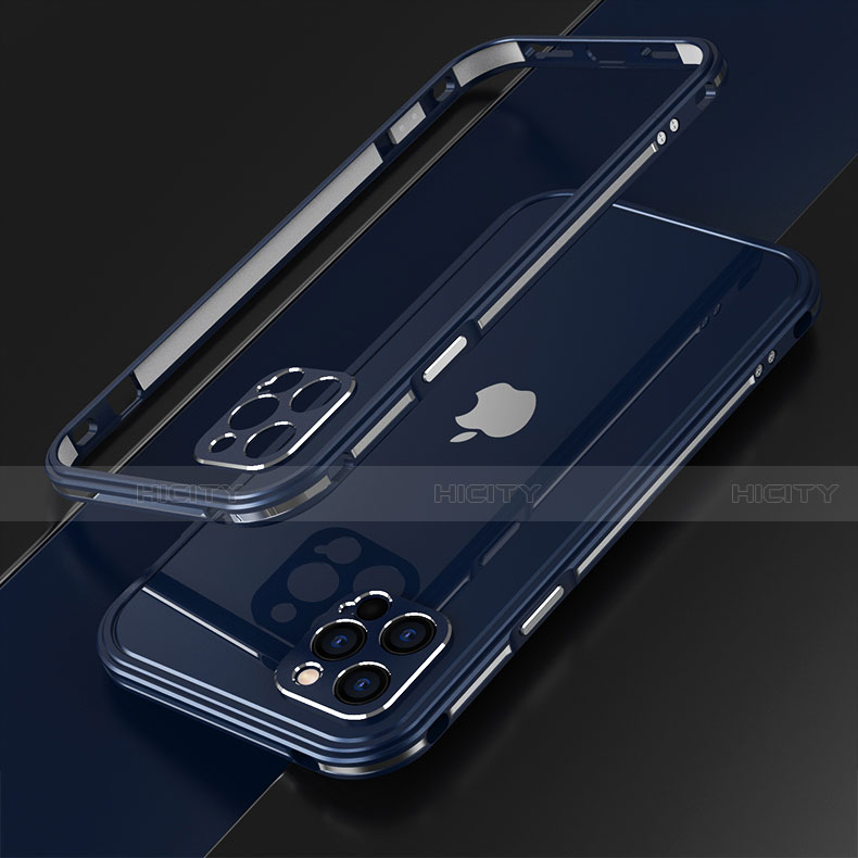 Coque Bumper Luxe Aluminum Metal Etui N01 pour Apple iPhone 12 Pro Bleu Plus