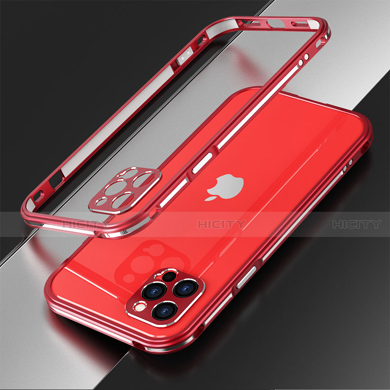 Coque Bumper Luxe Aluminum Metal Etui N01 pour Apple iPhone 12 Pro Max Rouge Plus