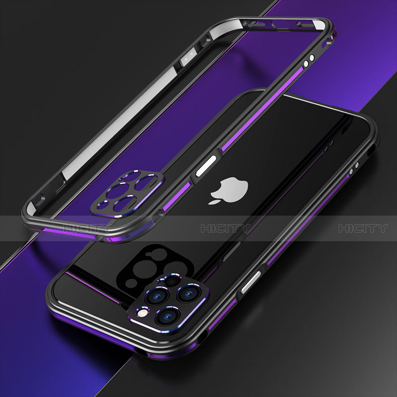 Coque Bumper Luxe Aluminum Metal Etui N01 pour Apple iPhone 12 Pro Violet Plus