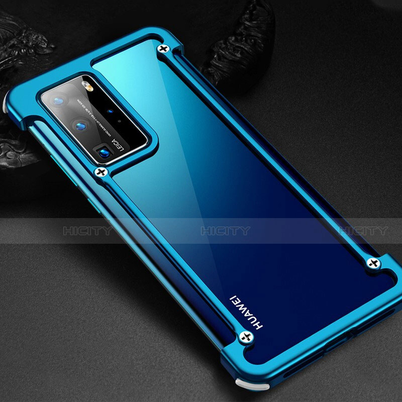 Coque Bumper Luxe Aluminum Metal Etui N01 pour Huawei P40 Pro Bleu Plus