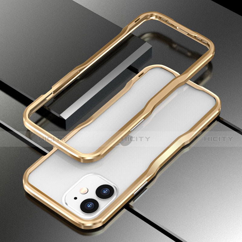 Coque Bumper Luxe Aluminum Metal Etui N02 pour Apple iPhone 12 Mini Or Plus