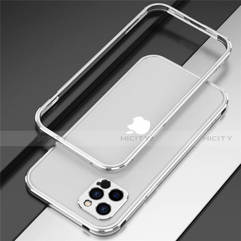 Coque Bumper Luxe Aluminum Metal Etui N02 pour Apple iPhone 12 Pro Argent Plus
