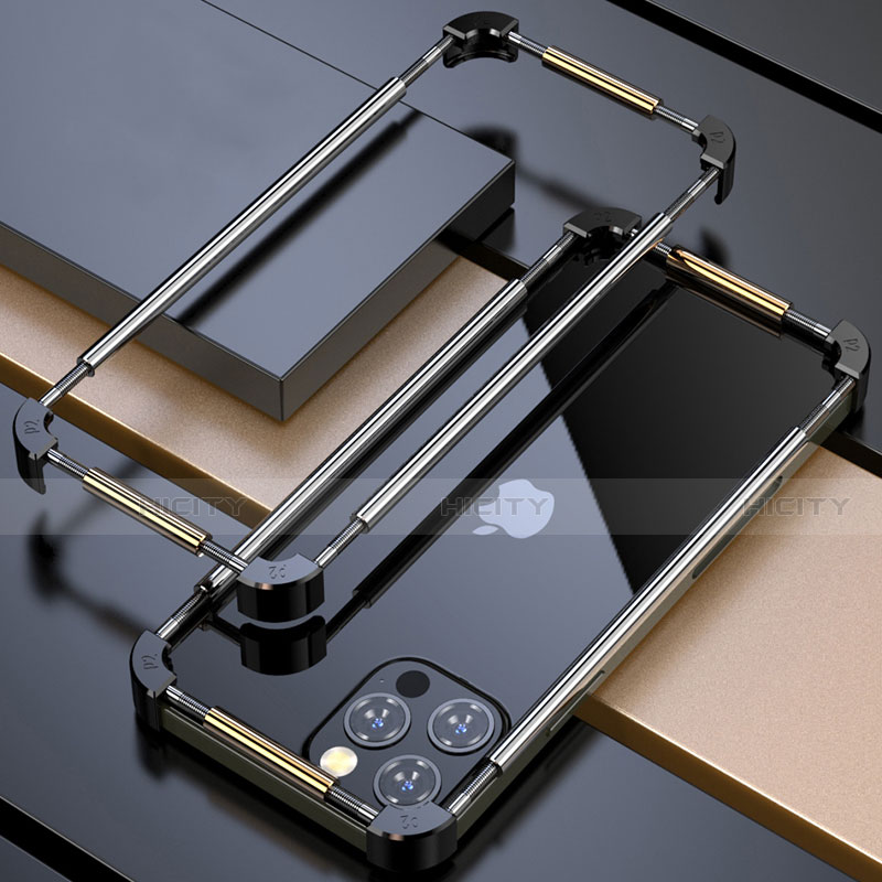 Coque Bumper Luxe Aluminum Metal Etui N03 pour Apple iPhone 12 Pro Max Or Plus