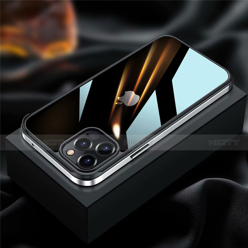 Coque Bumper Luxe Aluminum Metal Etui pour Apple iPhone 12 Pro Max Argent Plus