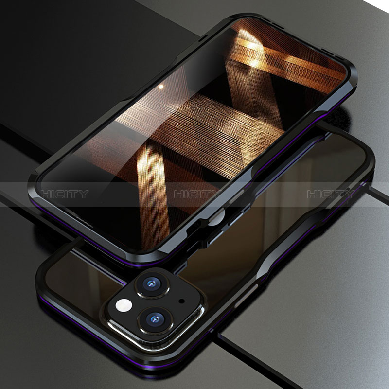 Coque Bumper Luxe Aluminum Metal Etui pour Apple iPhone 15 Violet Plus
