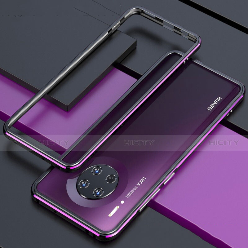 Coque Bumper Luxe Aluminum Metal Etui pour Huawei Mate 30 Pro 5G Violet Plus