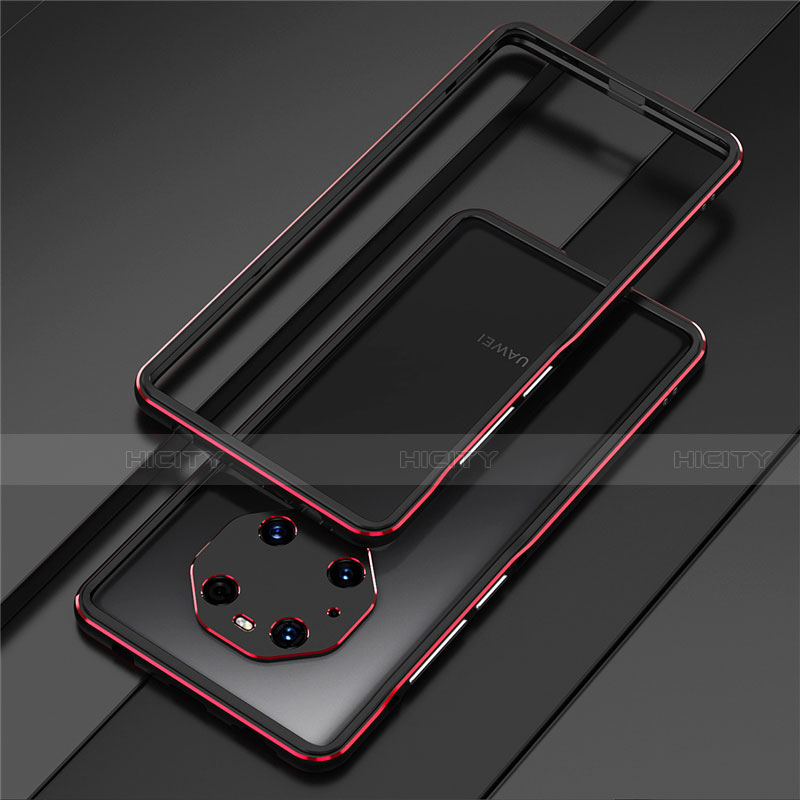 Coque Bumper Luxe Aluminum Metal Etui pour Huawei Mate 40E Pro 4G Rouge et Noir Plus