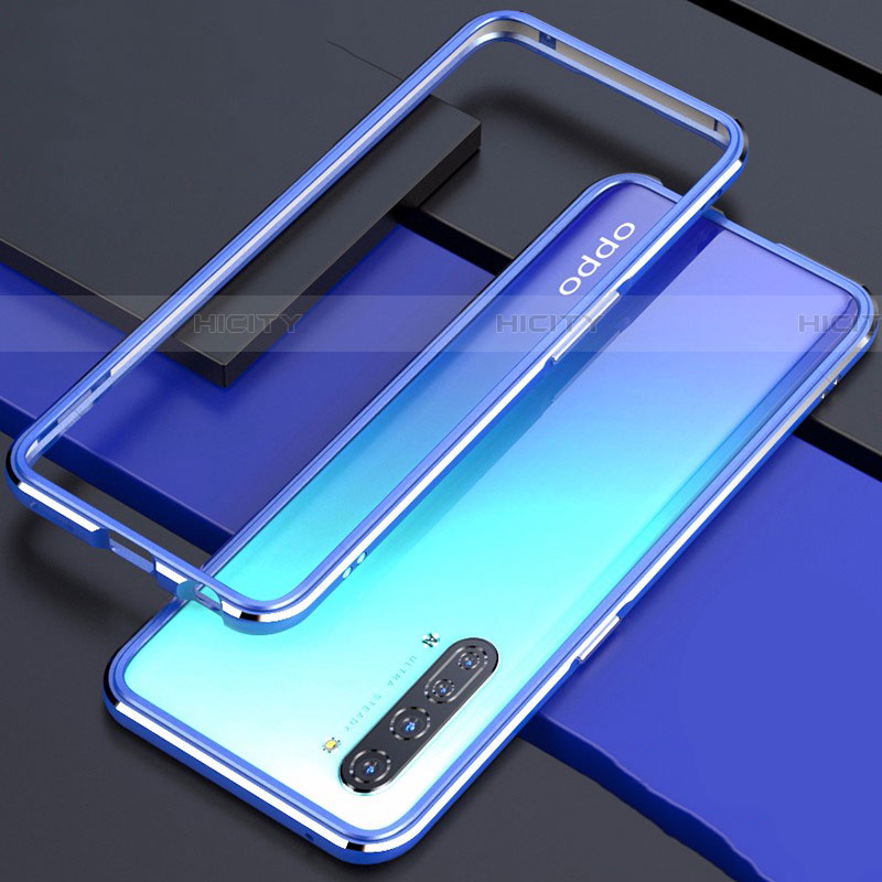 Coque Bumper Luxe Aluminum Metal Etui pour Oppo Find X2 Lite Bleu Plus