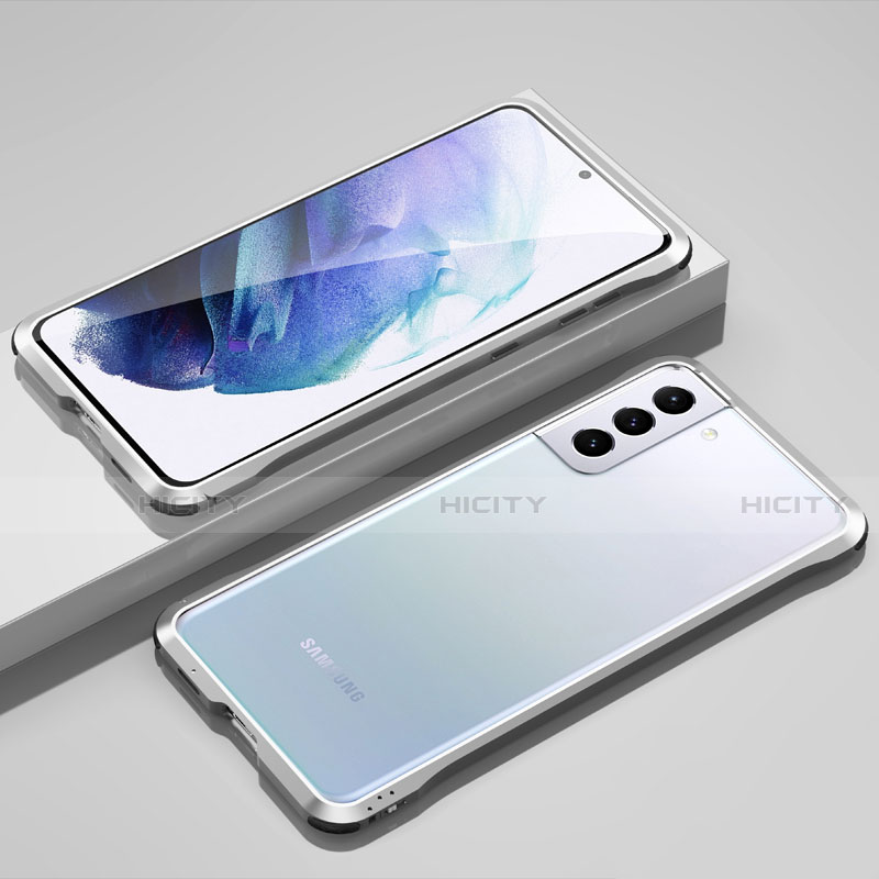 Coque Bumper Luxe Aluminum Metal Etui pour Samsung Galaxy S21 5G Argent Plus