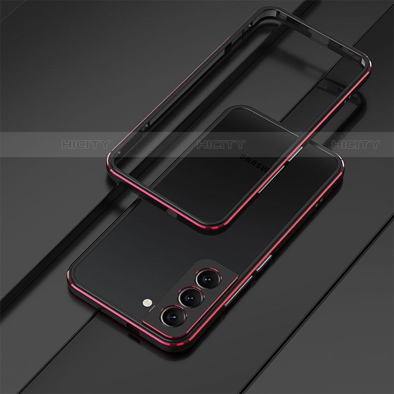 Coque Bumper Luxe Aluminum Metal Etui pour Samsung Galaxy S22 5G Rouge et Noir Plus
