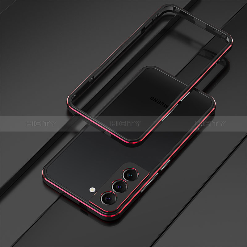 Coque Bumper Luxe Aluminum Metal Etui pour Samsung Galaxy S24 5G Rouge et Noir Plus