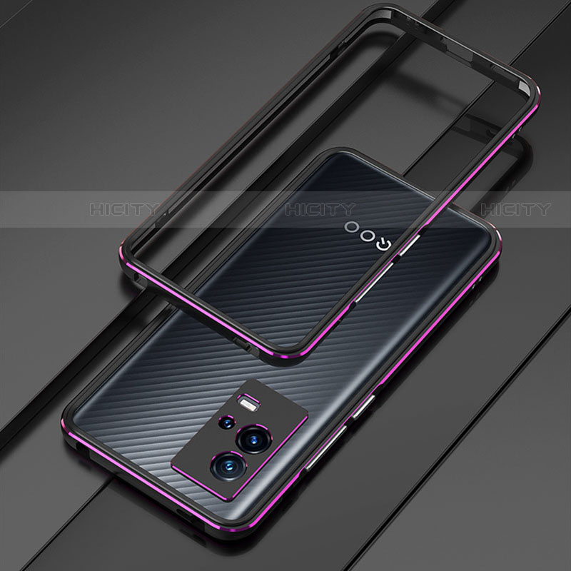 Coque Bumper Luxe Aluminum Metal Etui pour Vivo iQOO 8 5G Violet Plus