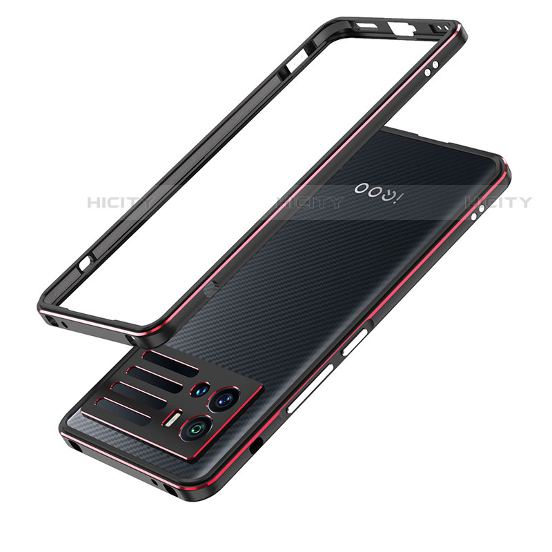 Coque Bumper Luxe Aluminum Metal Etui pour Vivo iQOO 9 5G Rouge et Noir Plus