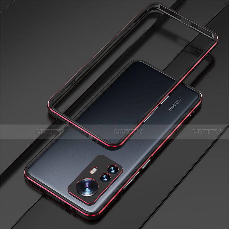 Coque Bumper Luxe Aluminum Metal Etui pour Xiaomi Mi 12 5G Rouge et Noir Plus