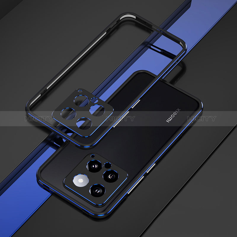 Coque Bumper Luxe Aluminum Metal Etui pour Xiaomi Mi 14 Pro 5G Bleu Plus