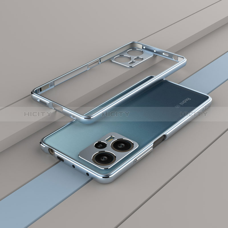 Coque Bumper Luxe Aluminum Metal Etui pour Xiaomi Poco F5 5G Bleu Ciel Plus
