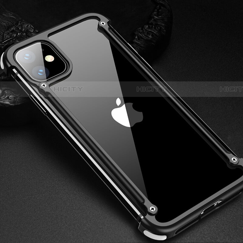 Coque Bumper Luxe Aluminum Metal Etui T01 pour Apple iPhone 11 Noir Plus