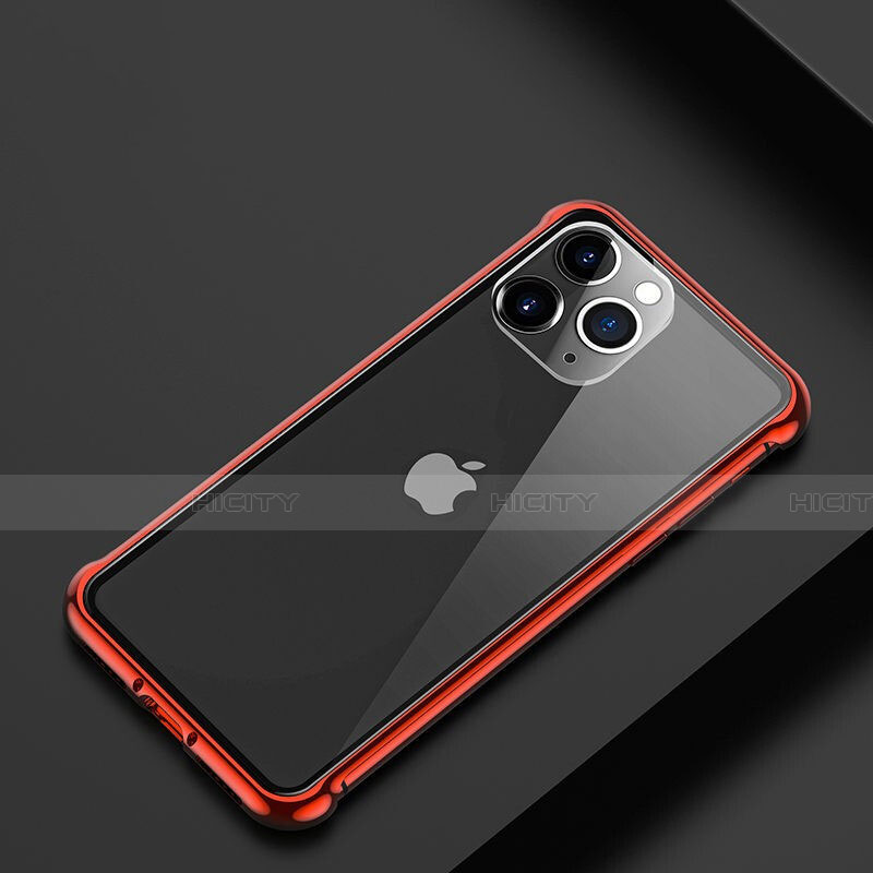 Coque Bumper Luxe Aluminum Metal Etui T01 pour Apple iPhone 11 Pro Max Rouge Plus