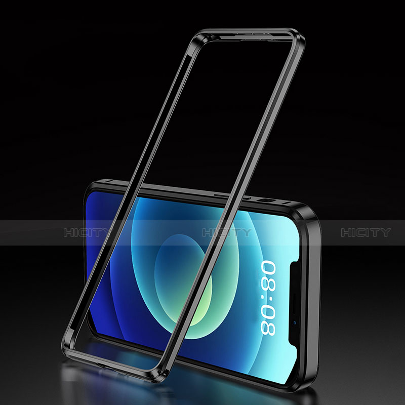 Coque Bumper Luxe Aluminum Metal Etui T01 pour Apple iPhone 12 Pro Noir Plus