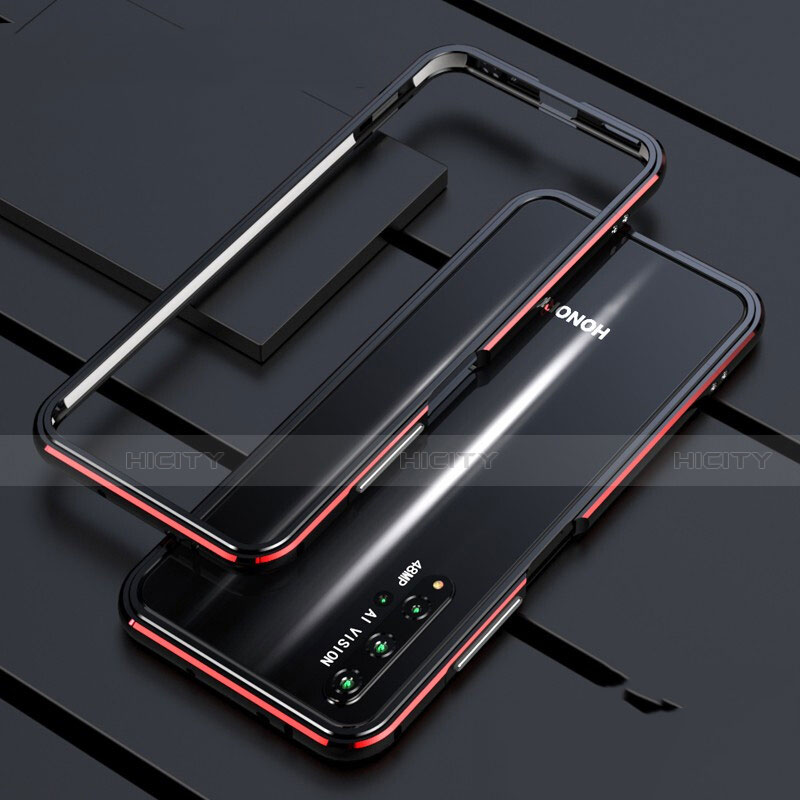 Coque Bumper Luxe Aluminum Metal Etui T01 pour Huawei Honor 20 Rouge et Noir Plus