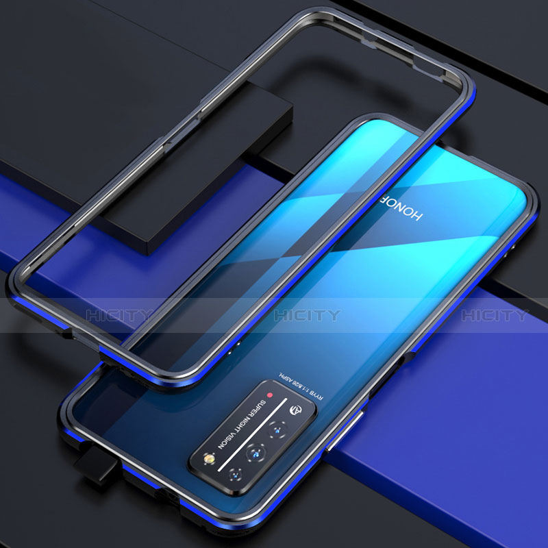 Coque Bumper Luxe Aluminum Metal Etui T01 pour Huawei Honor X10 5G Bleu et Noir Plus