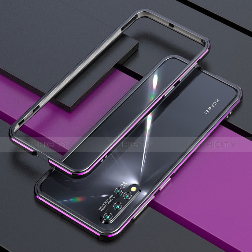 Coque Bumper Luxe Aluminum Metal Etui T01 pour Huawei Nova 5 Violet et Noir Plus