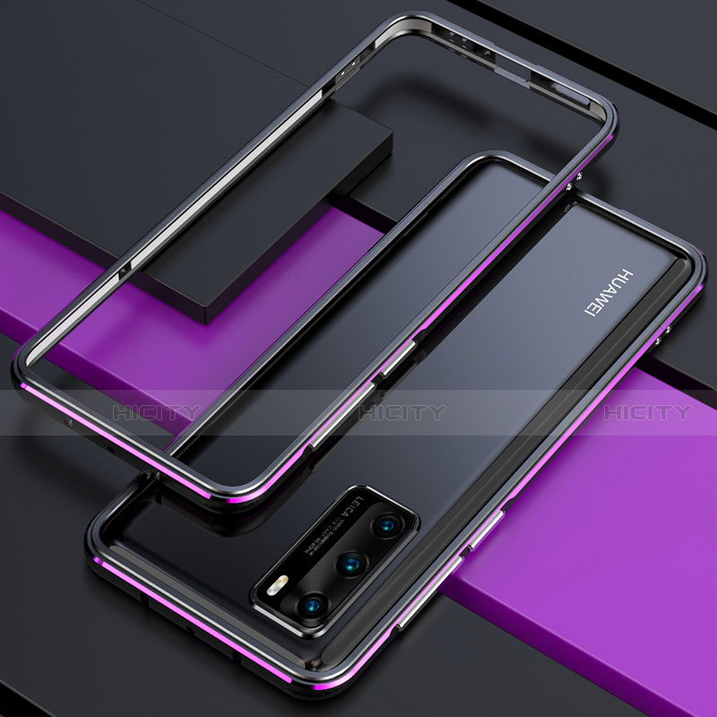 Coque Bumper Luxe Aluminum Metal Etui T01 pour Huawei P40 Violet Plus