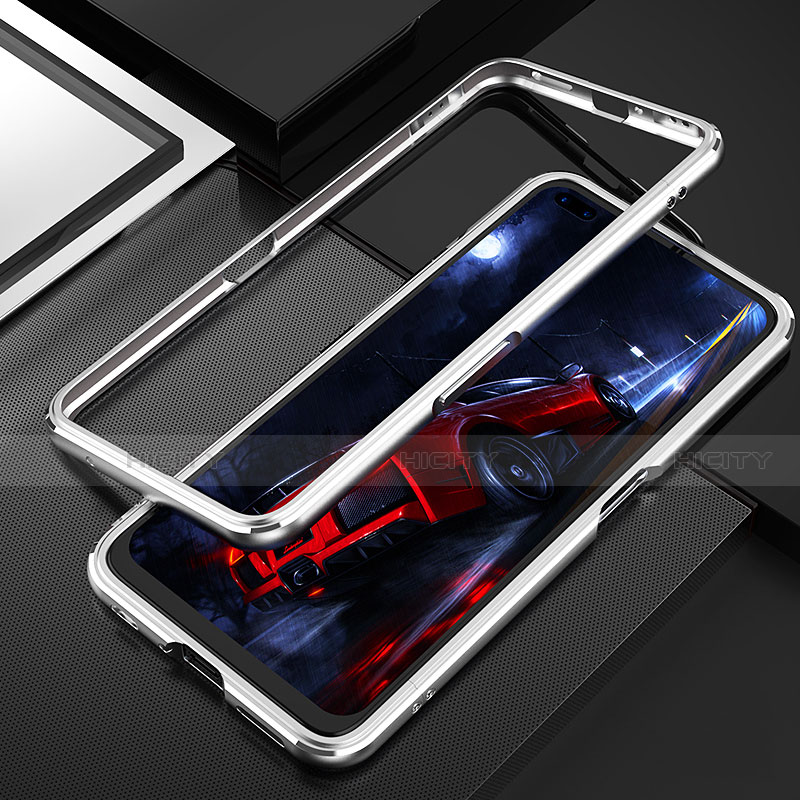 Coque Bumper Luxe Aluminum Metal Etui T01 pour Realme X50 Pro 5G Argent Plus