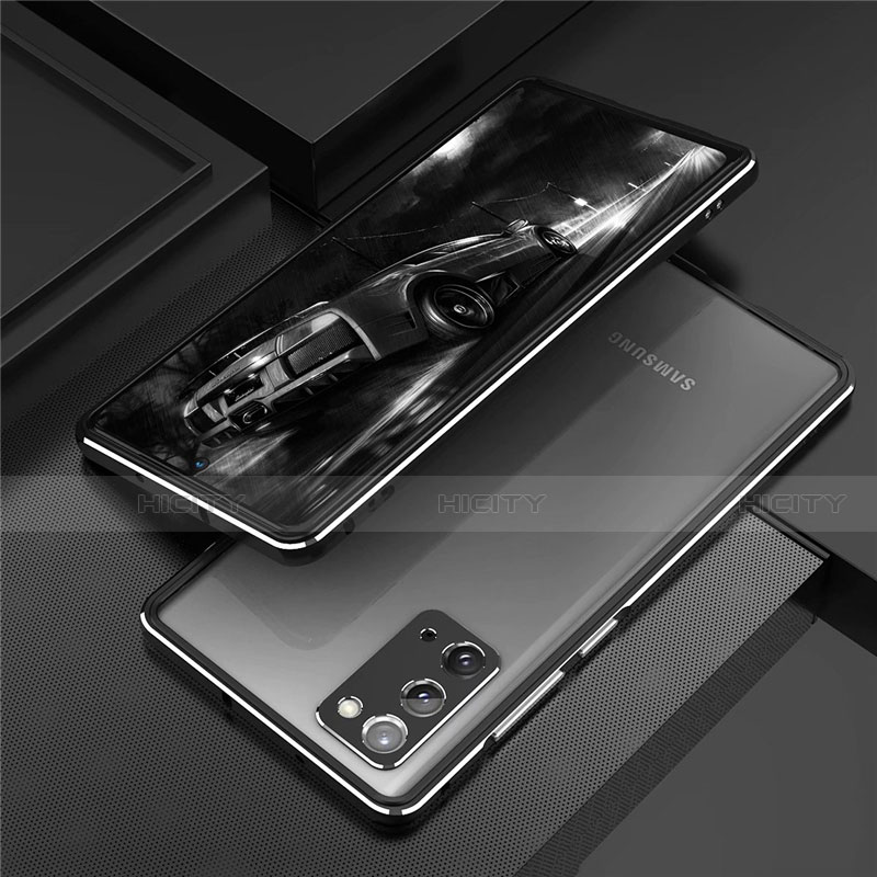Coque Bumper Luxe Aluminum Metal Etui T01 pour Samsung Galaxy Note 20 5G Argent et Noir Plus