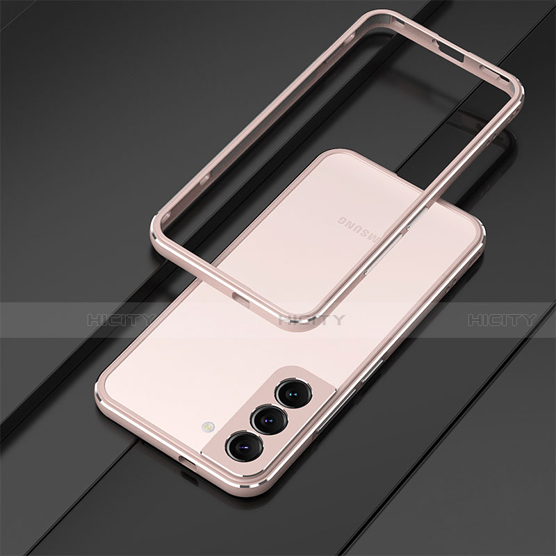 Coque Bumper Luxe Aluminum Metal Etui T01 pour Samsung Galaxy S21 5G Or Rose Plus