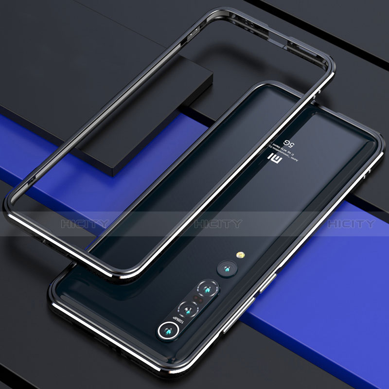 Coque Bumper Luxe Aluminum Metal Etui T01 pour Xiaomi Mi 10 Pro Bleu et Noir Plus