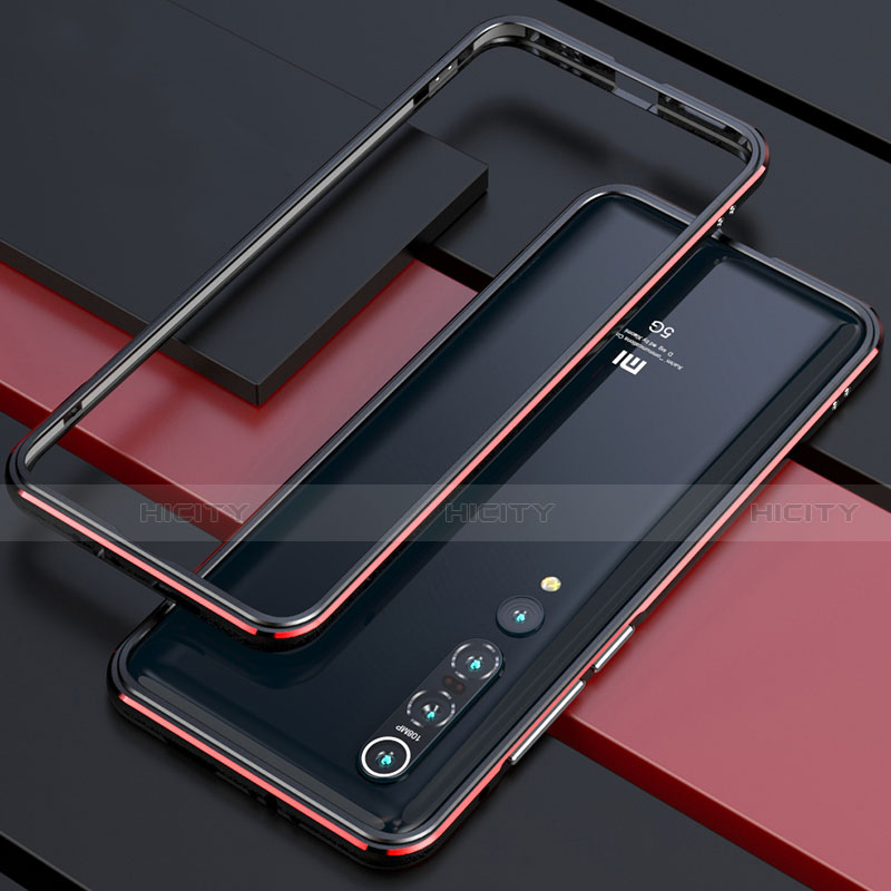 Coque Bumper Luxe Aluminum Metal Etui T01 pour Xiaomi Mi 10 Pro Rouge et Noir Plus