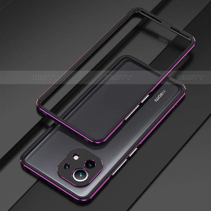 Coque Bumper Luxe Aluminum Metal Etui T01 pour Xiaomi Mi 11 5G Violet Plus