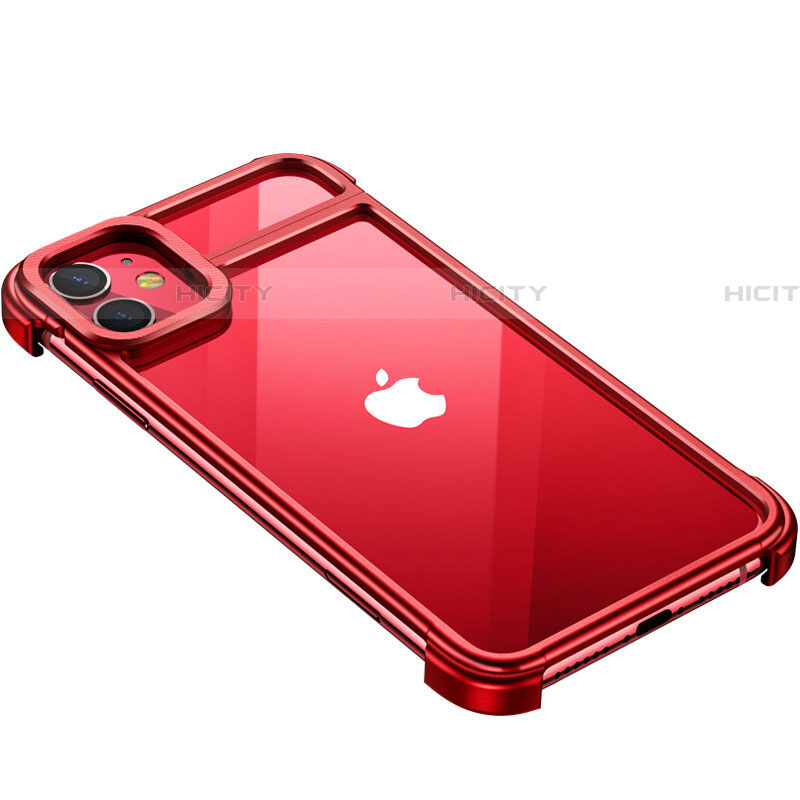 Coque Bumper Luxe Aluminum Metal Etui T02 pour Apple iPhone 11 Rouge Plus