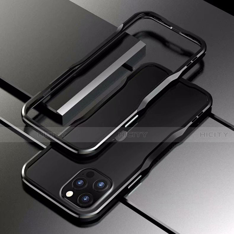 Coque Bumper Luxe Aluminum Metal Etui T03 pour Apple iPhone 12 Pro Max Noir Plus
