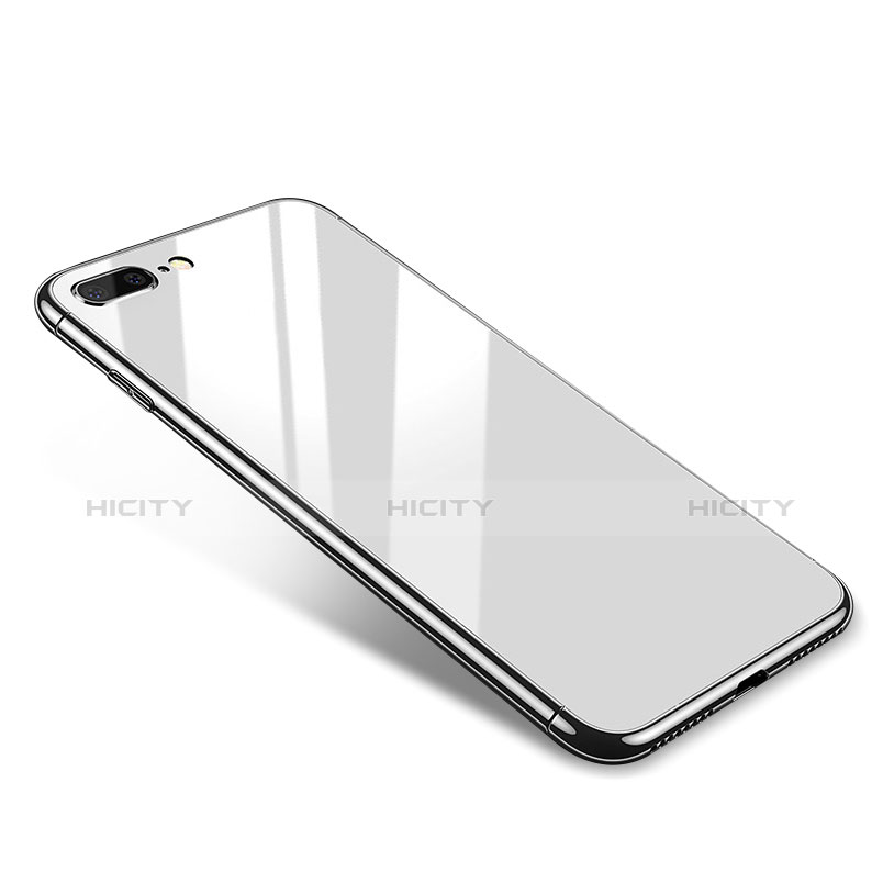 Coque Bumper Luxe Aluminum Metal Miroir Housse Etui pour Apple iPhone 8 Plus Blanc Plus